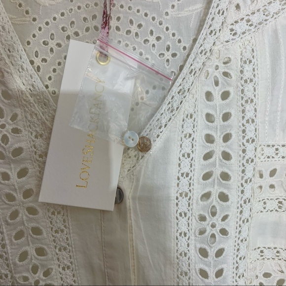 LoveShackFancy Rebecca Embroidered Lace Eyelet Tiered Ruffle Midi Short medium - Picture 6 of 9